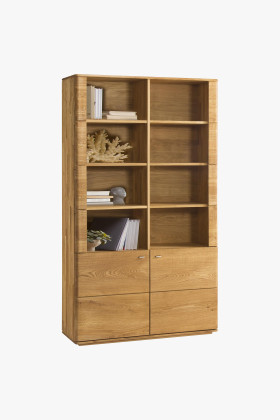 Tömör tölgyfa polc nyitható ajtóval, természetes fa színű, Texas 13